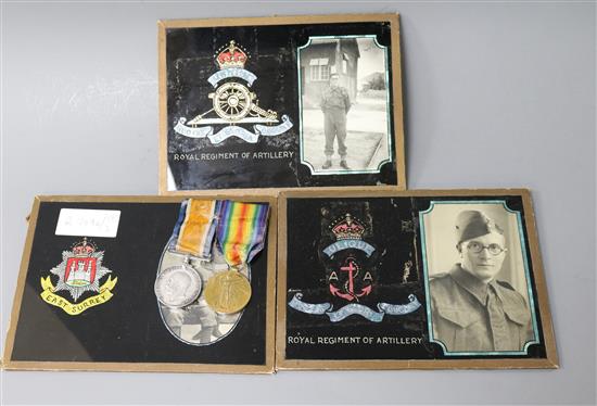 Royal Regiment of Artillery photos on glass and medals